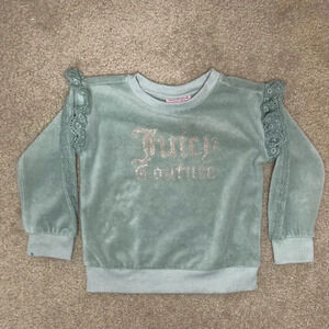 Juicy Couture Girls Velour Tracksuit Pullover Size 4T Teal